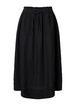Linnia mw midi linen skirt Sort Selected Femme 